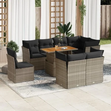 Garden sofa set with 9-piece synthetic rattan gray cushions by , Garden sets - Ref: Foro24-3326944, Price: 600,16 €, Discount: %