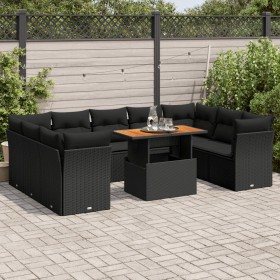 Garden sofa set with 10 pieces of black synthetic rattan and cushions. by , Garden sets - Ref: Foro24-3326967, Price: 679,42 ...
