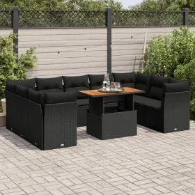 Garden sofa set with 10 pieces of black synthetic rattan and cushions. by , Garden sets - Ref: Foro24-3326967, Price: 664,16 ...