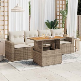 Garden sofa set with 5-piece synthetic rattan beige cushions by , Garden sets - Ref: Foro24-3326984, Price: 416,51 €, Discoun...