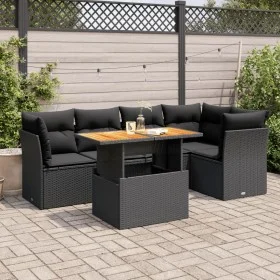 Set de sofás de jardín 6 piezas y cojines ratán sintético negro de , Conjuntos de jardín - Ref: Foro24-3326925, Precio: 437,1...
