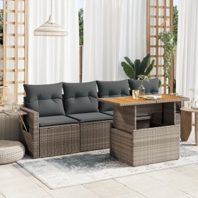 Garden sofa set with 5-piece synthetic rattan gray cushions by , Garden sets - Ref: Foro24-3327098, Price: 362,25 €, Discount: %