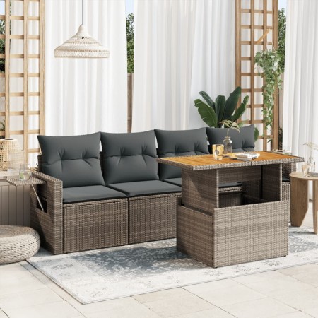 Garden sofa set with 5-piece synthetic rattan gray cushions by , Garden sets - Ref: Foro24-3327098, Price: 362,25 €, Discount: %
