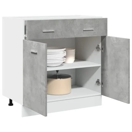 Unterschrank mit Schublade aus grauem Beton-Sperrholz 80x46x81,5cm von , Küchenschränke - Ref: Foro24-856091, Preis: 84,39 €,...