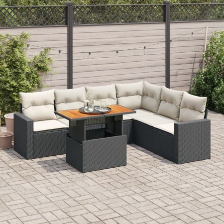 7-piece garden sofa set with black synthetic rattan cushions by , Garden sets - Ref: Foro24-3327045, Price: 469,70 €, Discoun...