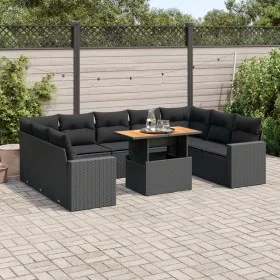 Garden sofa set with 10 pieces of black synthetic rattan and cushions. by , Garden sets - Ref: Foro24-3327079, Price: 688,18 ...