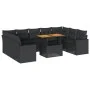 Garden sofa set with 10 pieces of black synthetic rattan and cushions. by , Garden sets - Ref: Foro24-3327079, Price: 688,18 ...