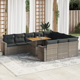 Garden sofa set 11 pieces and gray synthetic rattan cushions by , Garden sets - Ref: Foro24-3327091, Price: 765,60 €, Discoun...