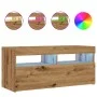 Mueble de TV luces LED madera roble artisan 90x35x40 cm de , Muebles TV - Ref: Foro24-856308, Precio: 71,69 €, Descuento: %