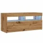 Mueble de TV luces LED madera roble artisan 90x35x40 cm de , Muebles TV - Ref: Foro24-856308, Precio: 71,69 €, Descuento: %