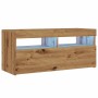TV-Möbel mit LED-Lichtern aus Eichenholz, handgefertigt, 90x35x40 cm. von , TV-Möbel - Ref: Foro24-856308, Preis: 73,22 €, Ra...