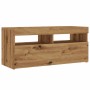 TV-Möbel mit LED-Lichtern aus Eichenholz, handgefertigt, 90x35x40 cm. von , TV-Möbel - Ref: Foro24-856308, Preis: 73,22 €, Ra...