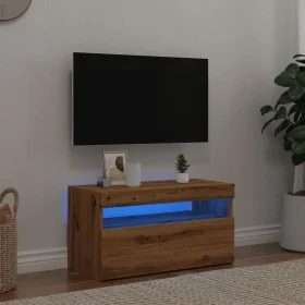 TV-Möbel mit LED-Lichtern aus Eichenholz, handgefertigt, 75x35x40 cm. von , TV-Möbel - Ref: Foro24-856317, Preis: 52,10 €, Ra...