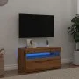 TV stand with LED lights, oak wood artisan 75x35x40 cm by , TV Furniture - Ref: Foro24-856317, Price: 52,10 €, Discount: %