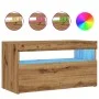 TV stand with LED lights, oak wood artisan 75x35x40 cm by , TV Furniture - Ref: Foro24-856317, Price: 52,10 €, Discount: %