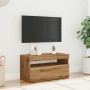 TV-Möbel mit LED-Lichtern aus Eichenholz, handgefertigt, 75x35x40 cm. von , TV-Möbel - Ref: Foro24-856317, Preis: 53,08 €, Ra...
