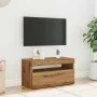 TV stand with LED lights, oak wood artisan 75x35x40 cm by , TV Furniture - Ref: Foro24-856317, Price: 52,10 €, Discount: %