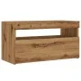 TV stand with LED lights, oak wood artisan 75x35x40 cm by , TV Furniture - Ref: Foro24-856317, Price: 52,10 €, Discount: %
