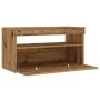 TV stand with LED lights, oak wood artisan 75x35x40 cm by , TV Furniture - Ref: Foro24-856317, Price: 52,10 €, Discount: %