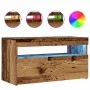 TV stand with LED lights, aged engineered wood, 75x35x40 cm by , TV Furniture - Ref: Foro24-856315, Price: 51,92 €, Discount: %