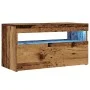 TV stand with LED lights, aged engineered wood, 75x35x40 cm by , TV Furniture - Ref: Foro24-856315, Price: 51,92 €, Discount: %