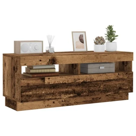 TV stand with LED lights, aged engineered wood, 100x35x40 cm by , TV Furniture - Ref: Foro24-856355, Price: 94,07 €, Discount: %