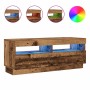 Mueble TV luces LED madera ingeniería envejecida 100x35x40 cm