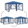 Partyzelt mit 8 blauen HDPE-Mesh-Wänden 4x4 m. von , Zelte - Ref: Foro24-4010062, Preis: 127,82 €, Rabatt: %
