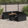 Gartensofagarnitur mit 9-teiligen Kissen aus schwarzem Kunststoffrattan von , Gartensets - Ref: Foro24-3327128, Preis: 653,97...