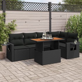 6-piece garden sofa set with black synthetic rattan cushions by , Garden sets - Ref: Foro24-3327149, Price: 474,62 €, Discoun...
