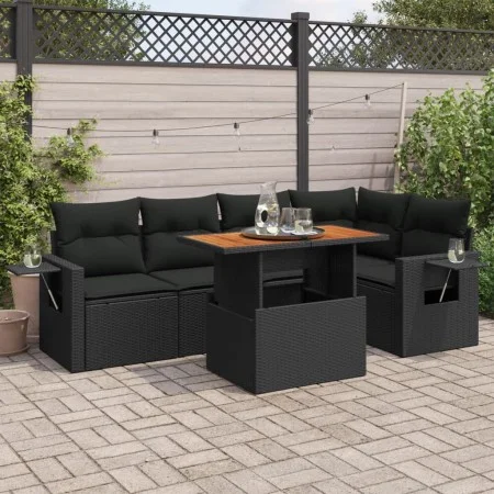 6-piece garden sofa set with black synthetic rattan cushions by , Garden sets - Ref: Foro24-3327149, Price: 473,92 €, Discoun...