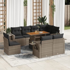 Garden sofa set with 9-piece synthetic rattan gray cushions by , Garden sets - Ref: Foro24-3327168, Price: 644,64 €, Discount: %