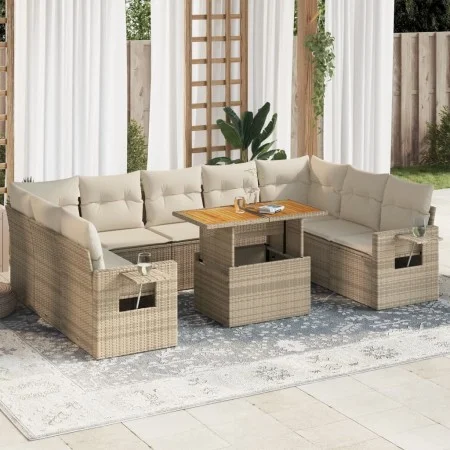 Garden sofa set with beige cushions, 10 pieces, made of synthetic rattan. by , Garden sets - Ref: Foro24-3327194, Price: 758,...