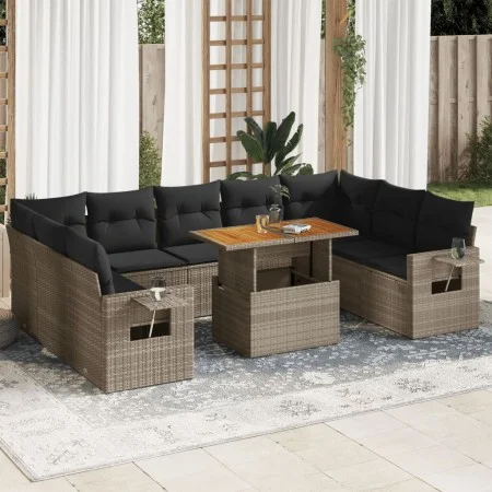 Garden sofa set with 10 pieces of synthetic gray rattan cushions by , Garden sets - Ref: Foro24-3327196, Price: 662,74 €, Dis...