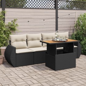 5-piece garden furniture set with black synthetic rattan cushions by , Garden sets - Ref: Foro24-3327206, Price: 360,96 €, Di...
