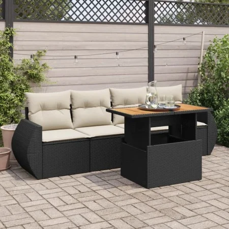 5-piece garden furniture set with black synthetic rattan cushions by , Garden sets - Ref: Foro24-3327206, Price: 362,06 €, Di...