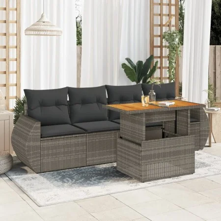 Gartensofagarnitur mit 5-teiligen Kissen aus grauem Kunststoff-Rattan. von , Gartensets - Ref: Foro24-3327210, Preis: 370,88 ...