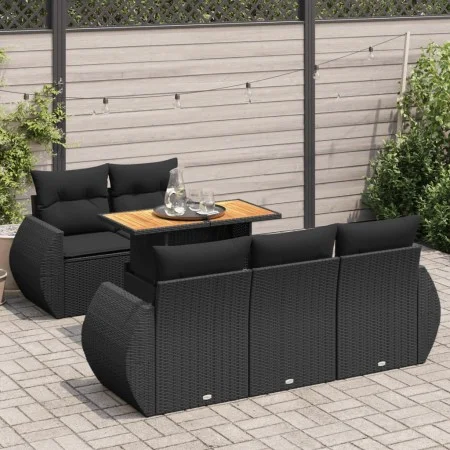 6-piece garden sofa set with black synthetic rattan cushions by , Garden sets - Ref: Foro24-3327212, Price: 468,84 €, Discoun...
