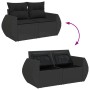 Set de sofás de jardín 6 piezas y cojines ratán sintético negro