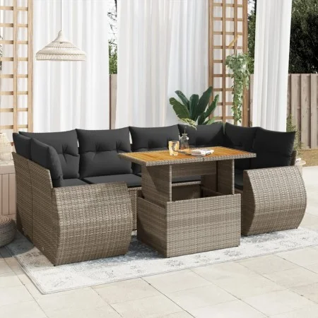 7-piece garden sofa set with gray synthetic rattan cushions by , Garden sets - Ref: Foro24-3327231, Price: 507,76 €, Discount: %