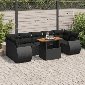 Gartensofa-Set und Kissen, 8-teilig, aus schwarzem Kunststoff-Rattan. von , Gartensets - Ref: Foro24-3327233, Preis: 555,20 €...