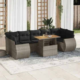 Set of garden sofas and cushions 8 pieces synthetic rattan gray by , Garden sets - Ref: Foro24-3327238, Price: 554,47 €, Disc...