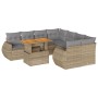 Garden sofa set with 9-piece synthetic rattan beige cushions. by , Garden sets - Ref: Foro24-3327244, Price: 650,90 €, Discou...