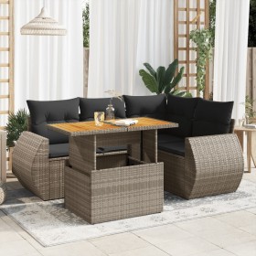 Garden sofa set with 5-piece synthetic rattan gray cushions by , Garden sets - Ref: Foro24-3327259, Price: 408,28 €, Discount: %