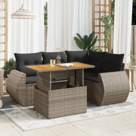 Garden sofa set with 5-piece synthetic rattan gray cushions by , Garden sets - Ref: Foro24-3327259, Price: 387,72 €, Discount: %
