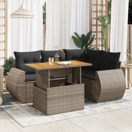 Gartensofagarnitur mit 5-teiligen Kissen aus grauem Kunststoff-Rattan. von , Gartensets - Ref: Foro24-3327259, Preis: 408,28 ...