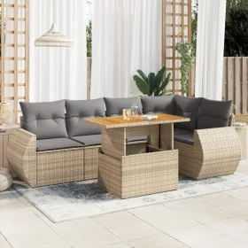 Garden sofa set with 6-piece synthetic rattan beige cushions by , Garden sets - Ref: Foro24-3327265, Price: 455,21 €, Discoun...