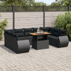 Garden sofa set with 10 pieces of black synthetic rattan and cushions. by , Garden sets - Ref: Foro24-3327303, Price: 735,58 ...