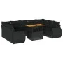Gartensofa-Set und Kissen, 10-teilig, aus schwarzem Kunststoff-Rattan. von , Gartensets - Ref: Foro24-3327303, Preis: 735,58 ...