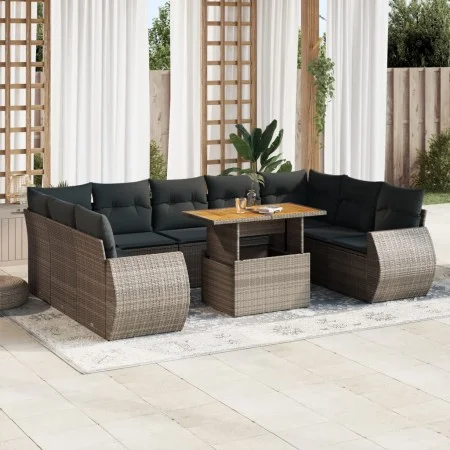 Garden sofa set with 10 pieces of synthetic gray rattan cushions by , Garden sets - Ref: Foro24-3327308, Price: 715,79 €, Dis...